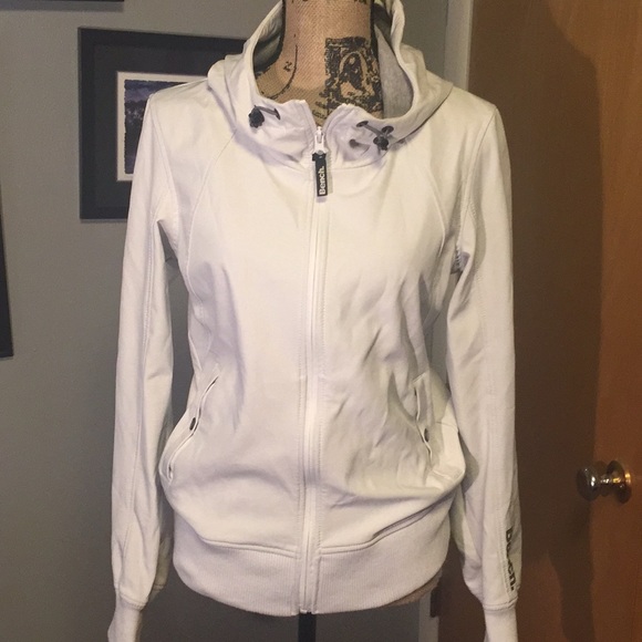 Bench Jackets & Blazers - White Lined Hooded Zip Front Light Weight Jacket